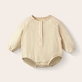 thumbnail image 2 of MEZZALL Child Boys Bodysuits Baby Long Sleeve Jumpsuit Sleepwear Summer Soft Breathable One-Piece Romper Solid Color Crew Neck Holiday Onesies, 2 of 4