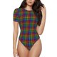thumbnail image 1 of Fotbe Rainbow Houndstooth Body de Mujer con Cuello Redondo y Mangas Cortas, Sin Mangas Ajustado, Suave, Cómodo y Básico-Medium, 1 of 7