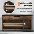thumbnail image 6 of Shoe Bench, Lift Top Shoe Storage Bench, Adjustable Shelf Entryway Bench, Metal and Wood Shoe Rack Organizer with Cushion for Entry, Bedroom, Closet, Living Room, Hallway (Brown, 35.5“W), 6 of 9