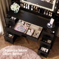 thumbnail image 5 of Homall Makeup Vanity Set with Mirror, Vanity Desk with LED Mirror & Charging Station, Vanity Table with Storage Drawers & Shelves for Bedroom Dressing Room, Black, 5 of 7