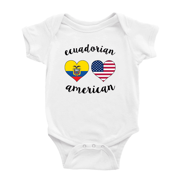 Ecuadorian American Flag Two Hearts Baby Bodysuits Newborn Clothes (White, 12-18 Months)