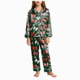 thumbnail image 3 of sdbrld Christmas Silk Pajamas for Kids Girls 2 Piece Cute Graphic Pjs Fall Winter Button Down Long Sleeve Top and Pants Holiday Home Loungewear Sizes 9-10 Years, 3 of 7