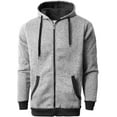 thumbnail image 5 of Ma Croix Mens Marled Zip Up Jacket Hoodie Brushed Fleece Soft Lightweight Basic Solid Sweater, 5 of 6