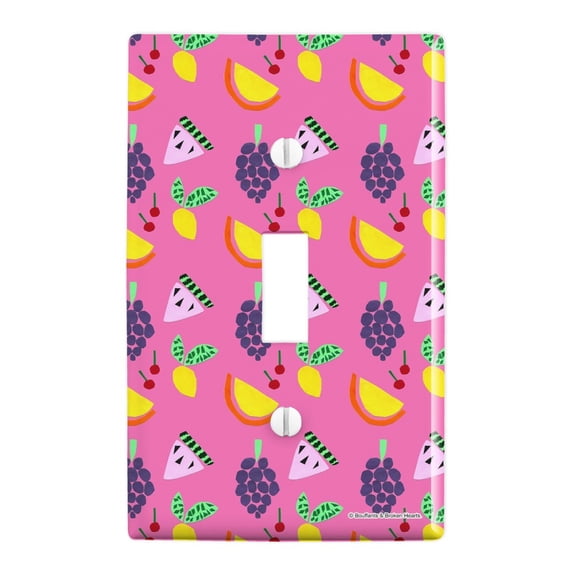 Fruit Party Cherries Grapes Lemons Plastic Wall Decor Toggle Light Switch Plate Cover