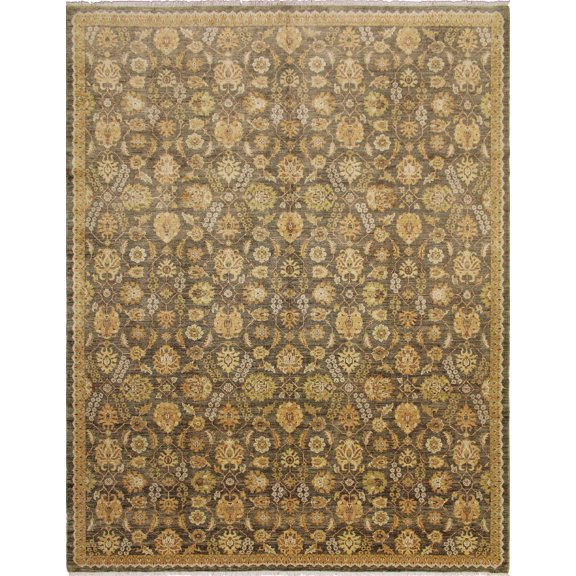 noori rug n3265 peshawar selma hand knotted area rug, 9'2" x 11'8", green/gold