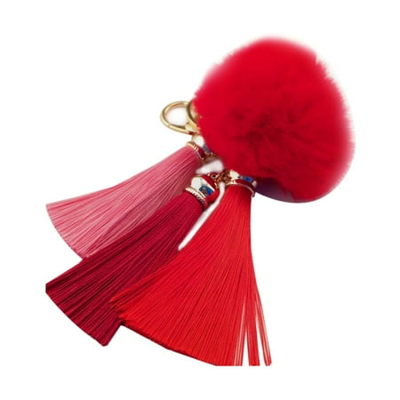 - Oie Loves Novelty Lovely Rabbit'S Hair Ball Shape Keychain Pendant Key Ring With Tassel