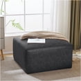 thumbnail image 3 of JERFIT Black Faux Leather Storage Ottoman Cube, Square Foot Rest Stool with Cushioned Top for Living Room, Bedroom, Dorm, 3 of 10