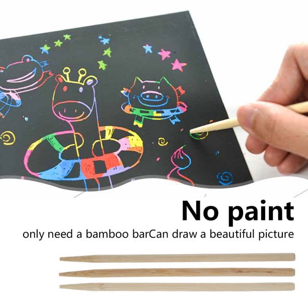 Scratch Art for Kids,50 Sheets Rainbow Scratch Paper Arts and Crafts for  Kids Black Magic Scratch Art Notes Paper Boards with 5 Wooden Stylus and 4  Drawing Rulers and 1 Pencil Sharpener 