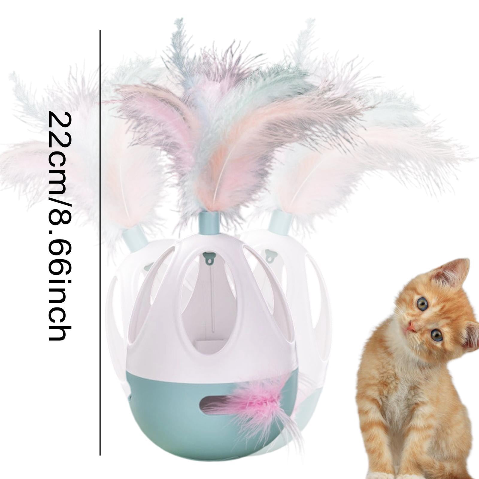 Serenable Cat Exercise Tumbler Interactive Ball Feather Teaser Toy for All Cats Breeds Blue