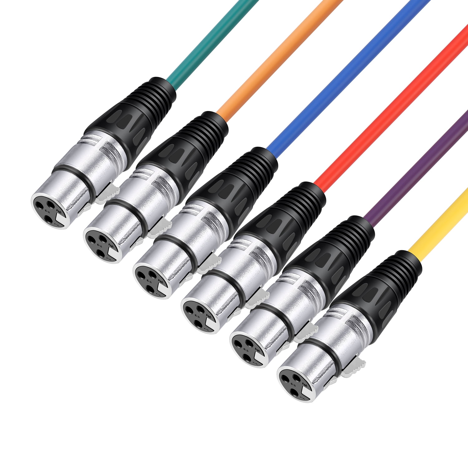 Neewer 6-Pack 1 meter Audio Cable Cords, XLR Male to XLR Female Microphone Color Cables(Green, Blue, Purple, Red, Yellow, Orange)