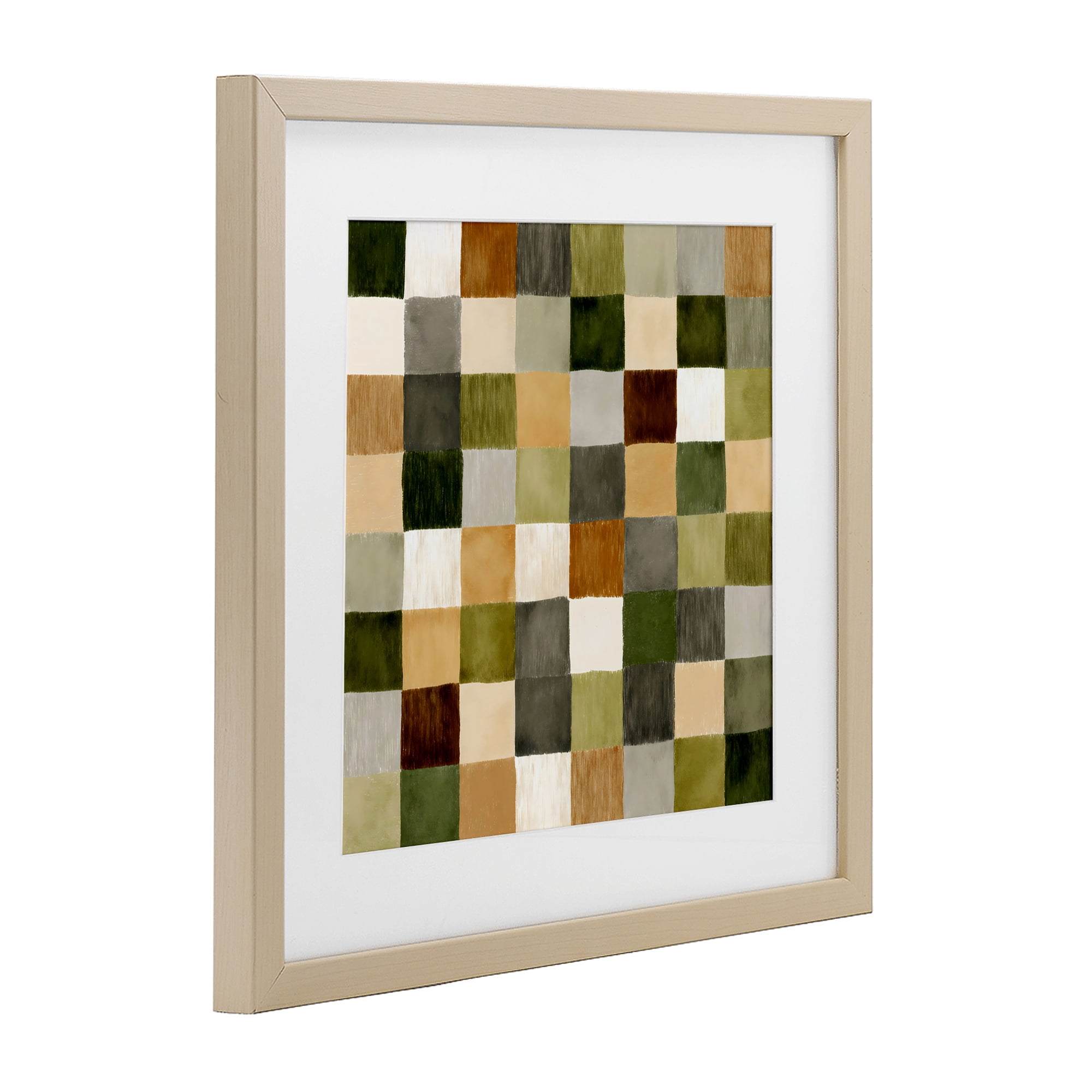 Stupell Industries Checkered Earth Tones Birch Framed Print Under Glass, design by Petal Prints Design