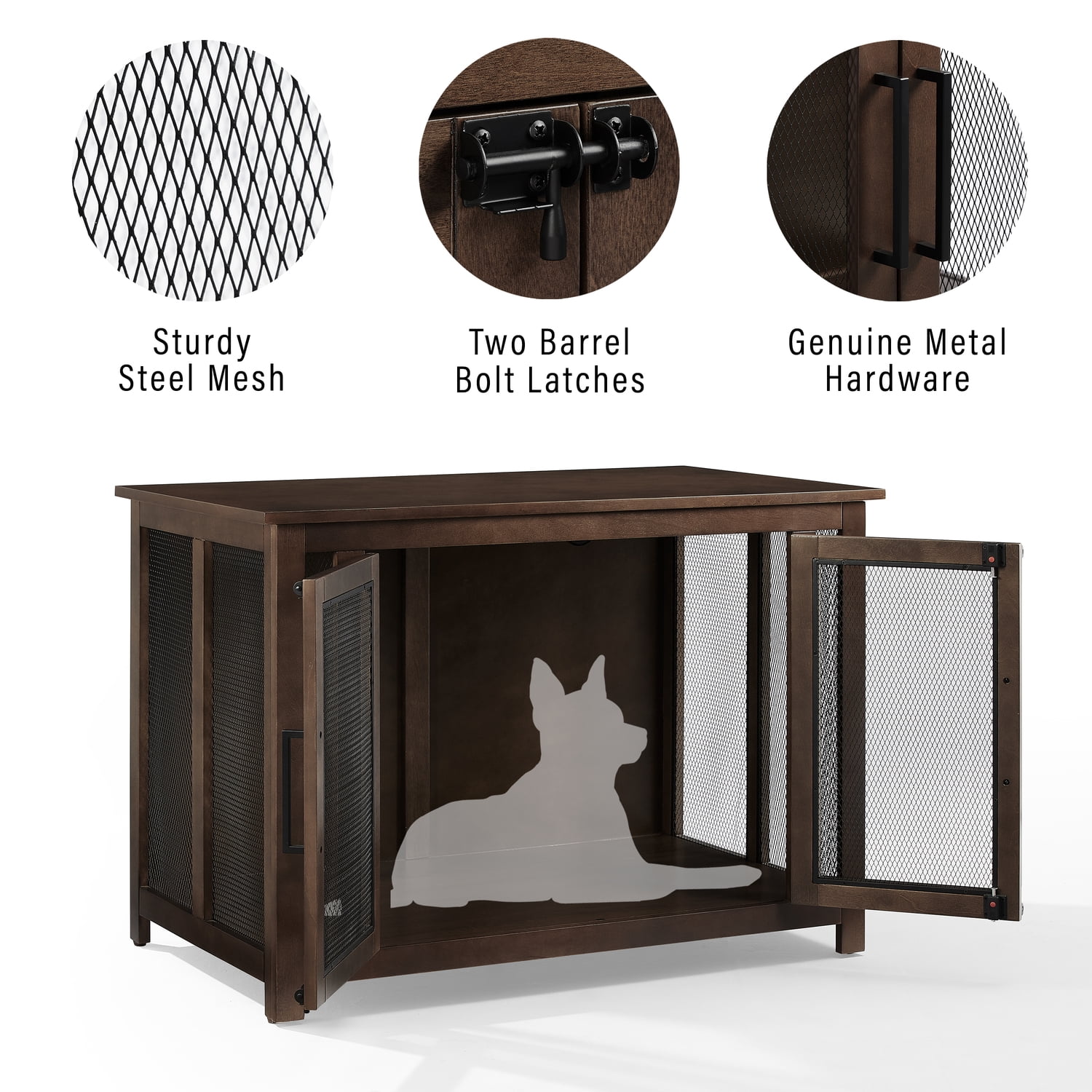 Crosley Furniture Dane Credenza Console Table Dog Crate Kennel for Pets