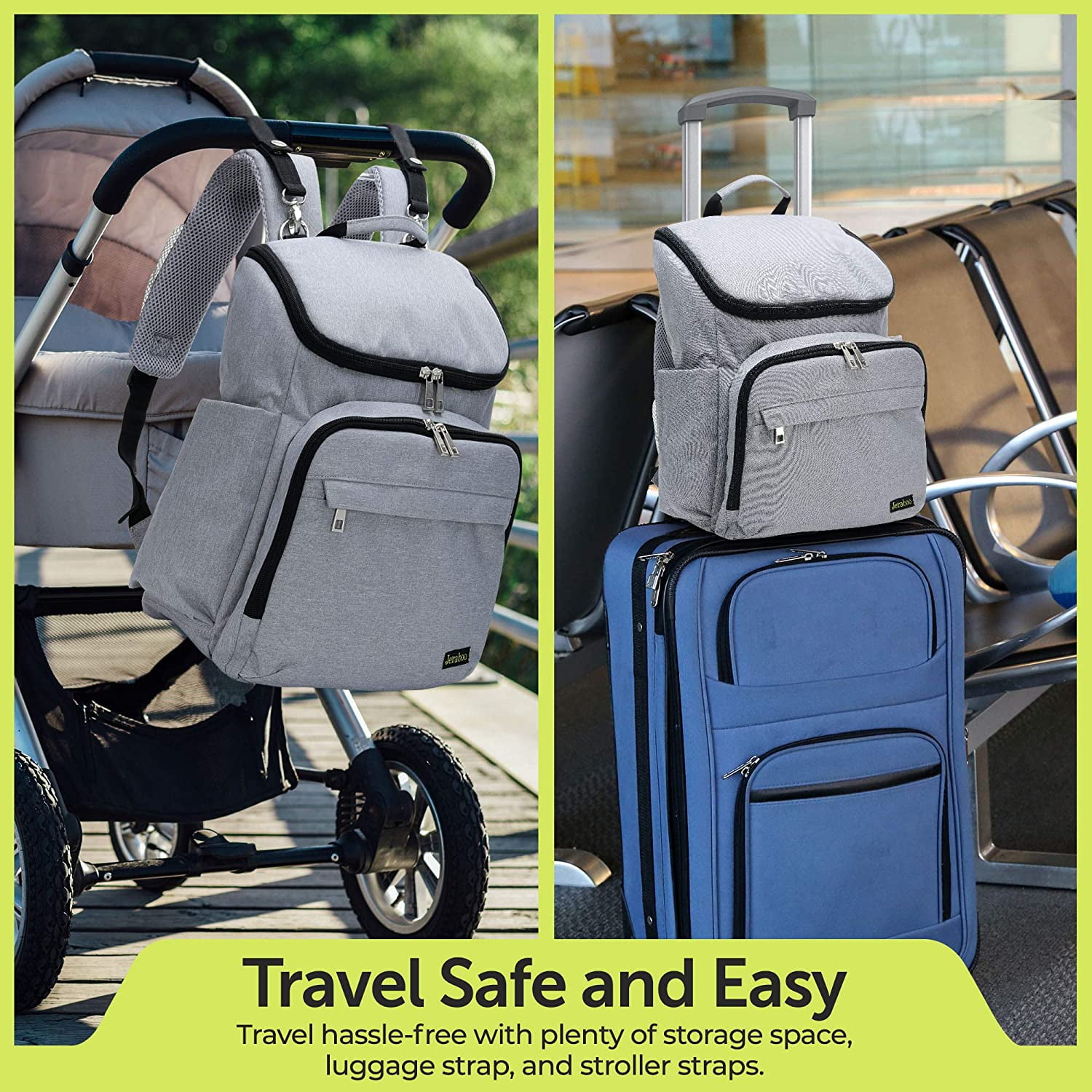 Diaper Backpack for Mom and Dad - Stylish Designer Diaper Bag - Includes Changing Pad, Large Roomy Pockets, Insulated Pouch - Great For Travel