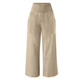 thumbnail image 4 of Yellow Women's Casual Pants, Linen Pants Women Summer Wide Leg Pants Drawstring Elastic Waist Pants High Waisted Pants Casual Beach Trousers,Women's Casual Pants 3XL, 4 of 5