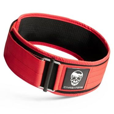 Gymreapers Quick Locking Weightlifting Belt for Bodybuilding, Powerlifting, Cross Training - 4 Inch Neoprene with Metal Buckle - Adjustable Olympic Lifting Back Support (Red, Medium)