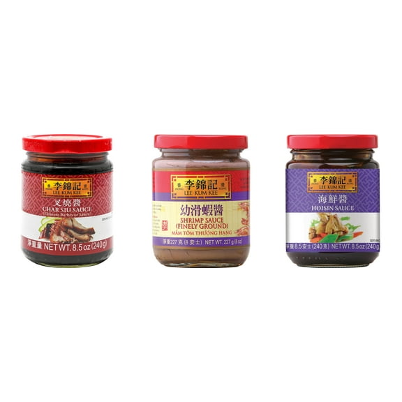 NineChef Brand Spoon Plus 3 Pack Lee Kum Kee Cooking Sauce, 3 Flavors(Char Siu Sauce,Finely Shrimp,Hoisin Sauce)