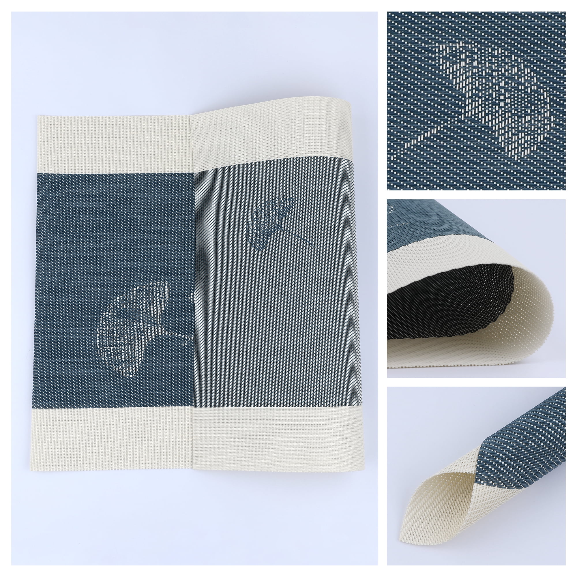 Unique Bargains Set of 6 Placemats for Kitchen Dining Table Decor Navy