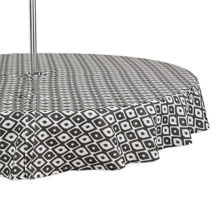 Black Ikat Outdoor Tablecloth With Zipper 60 Round