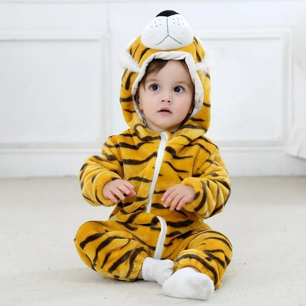 Ropa de invierno para bebe Pelele con pies para bebe ninas y ninos sudadera con Capucha con orejas de vellon de dibujos animados ropa de bebe bata de noel Bodega Aurrera