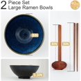 thumbnail image 3 of 8 Inch Ceramic Ramen Bowl Set of 2, 40oz Japanese Bowls with Spoons & Chopsticks,Durable,Microwave & Dishwasher Safe,Perfect for Ramen,Pho,Salad,Soup,Noodles，Mixing bowls（Blue Topaz）, 3 of 9