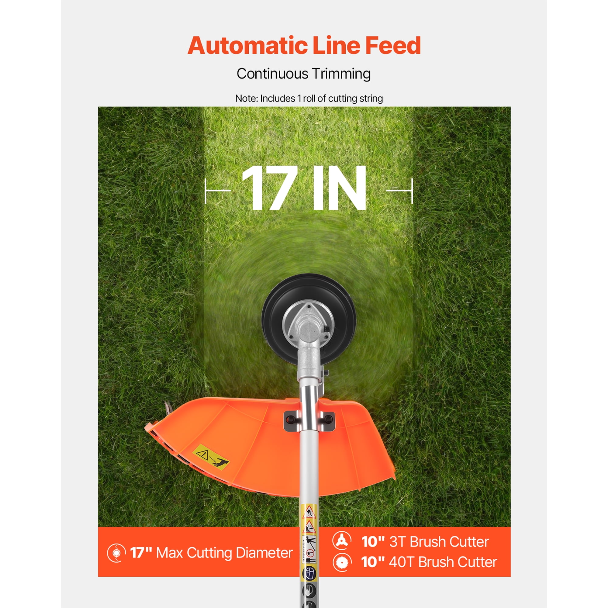 KFFKFF Cordless String Trimmer, 52 cc 2-Stroke, Gas-Powered Weed Cutter, 17" Grass Trimmer, Versatile Lawn Edger with Shoulder Strap & 3T Blade, Efficient Tool for Grass Maintenance