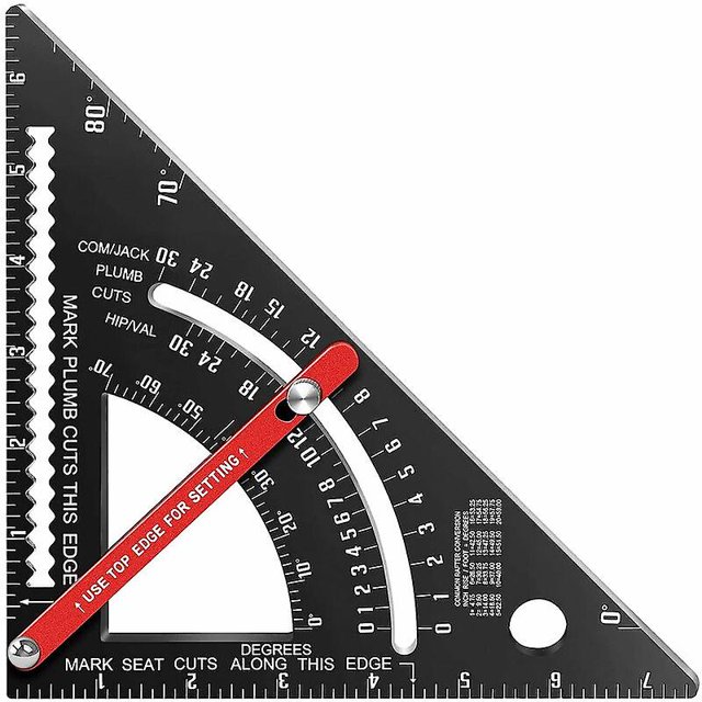 Escuadra de carpintero Escuadra de carpintero de metal Aluminio Escuadra de carpintero multifunción Triángulo Regla de ángulo cuadrado Transportador 45 90 grados/T de carpintero