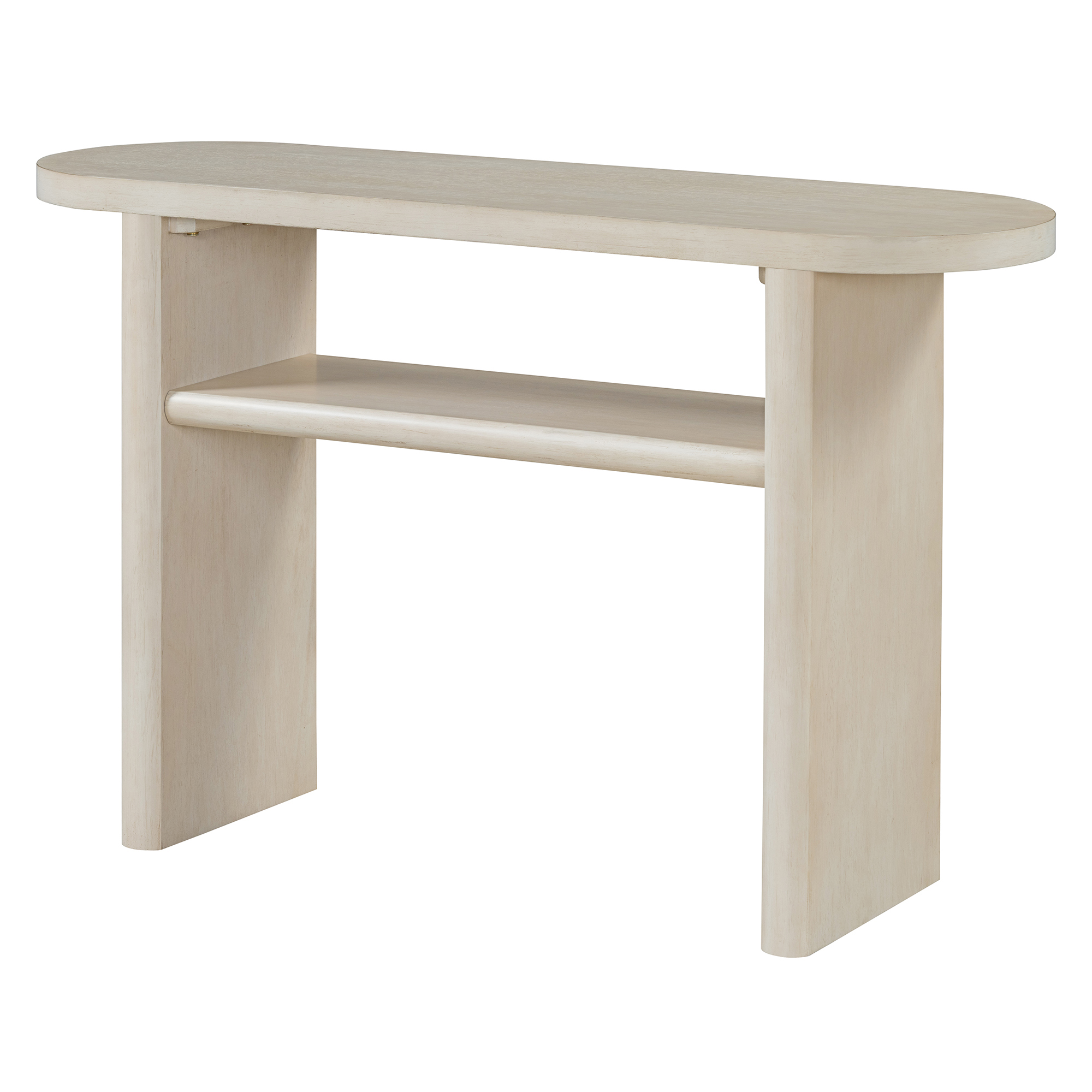 MAYEERTY Elegant Minimalist Console Table with Rounded Edges and Sturdy Shelf Design for Entryway, Living Room, Gray Wash