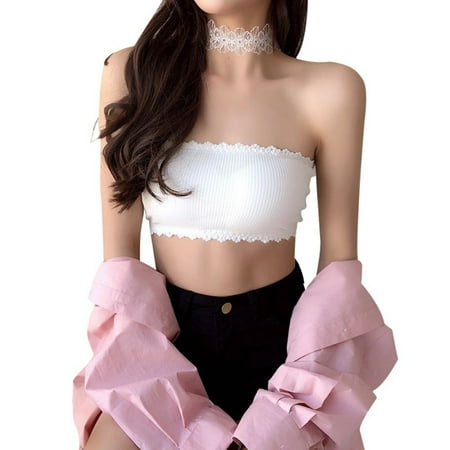 

Hazel Tech Women Strapless Bra Lace Top Seamless Padded Underwear