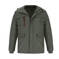 thumbnail image 6 of Men's Thicken Parka Jacket Fleece Lined Zipper Padded Long Jacket with Pockets Plus Size Winter Warm Thicken Windproof Coat, 6 of 6