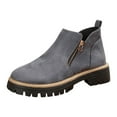 thumbnail image 3 of Willtoo Ankle Boots for Women Low Heel Suede Platform Heeled Short Booties Chunky Heel Side Zipper Round Toe Lug Sole Fall Boots Non Slip Outdoor Walking Shoes Gray, 3 of 7