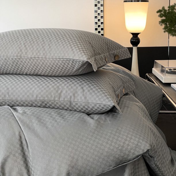 Xiao Hua Juego de 2 fundas de almohada 100 % algodón, tamaño estándar, con ribete de botones, suaves y duraderas, con un efecto refrescante premium para cama (48 x 73 cm, gris)