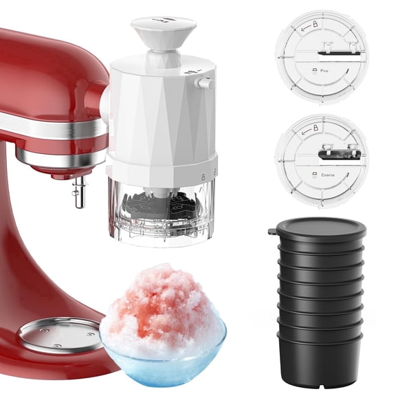 GVODE Shave Ice Attachment for KitchenAid Stand Mixers 8 Ice Molds 2 Blades