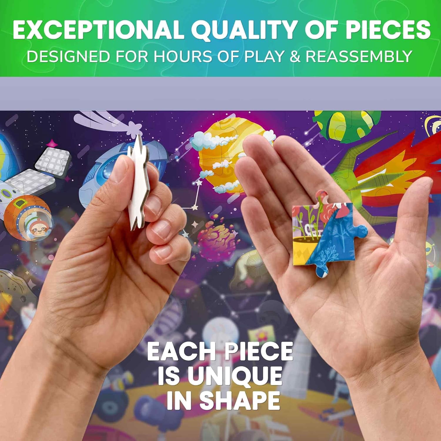 QUOKKA 4x100 Piece Puzzles for Kids Ages 6-8 – Glow-in-The-Dark Puzzles Space, Dinosaurs, Animals – Fun Educational Puzzle for Boys & Girls