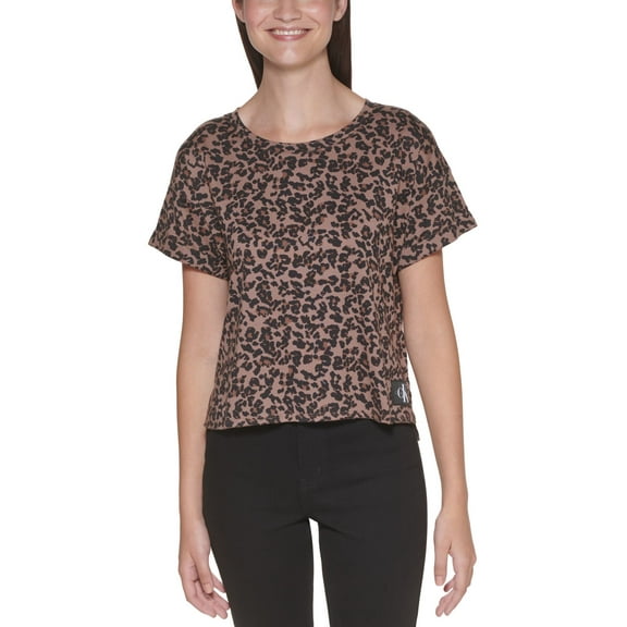 Calvin Klein Jeans Printed High-Low T-Shirt, Brown, Medium