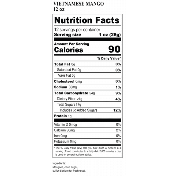 SWEETENED MANGO GREAT VALUE BAG 12 OZ