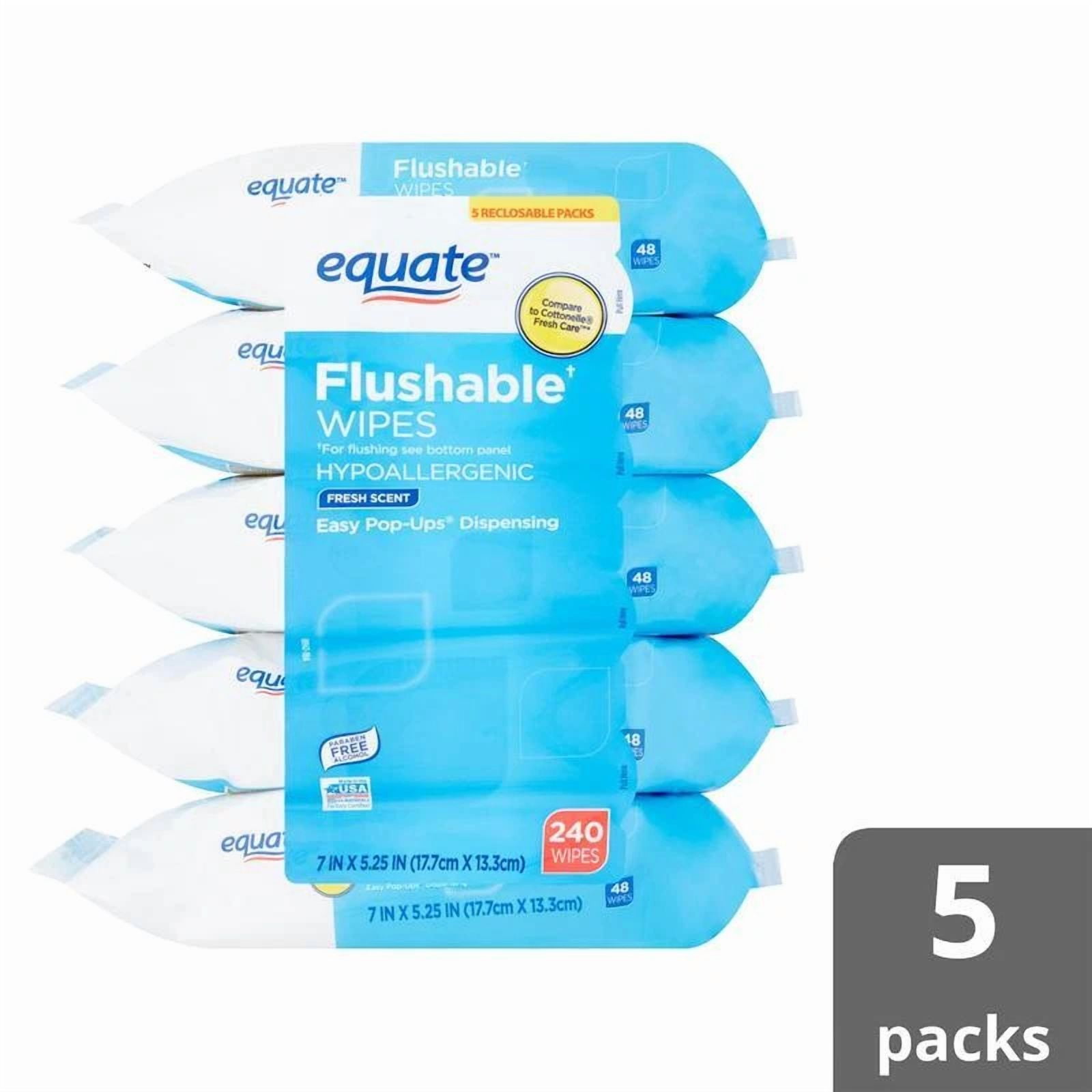 BUTTERFLY- Flushable Wipes 240 Pack Moisturizing Aloe Vitamin E Hypoallergenic Resealable