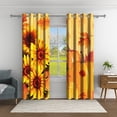 thumbnail image 2 of Aofoto Fall Pumpkin Maple Curtain, Autumn Thanksgiving Sunflower Falling Leaves Window Curtain for Living Room,52x84 inches,2 Panels, 2 of 5