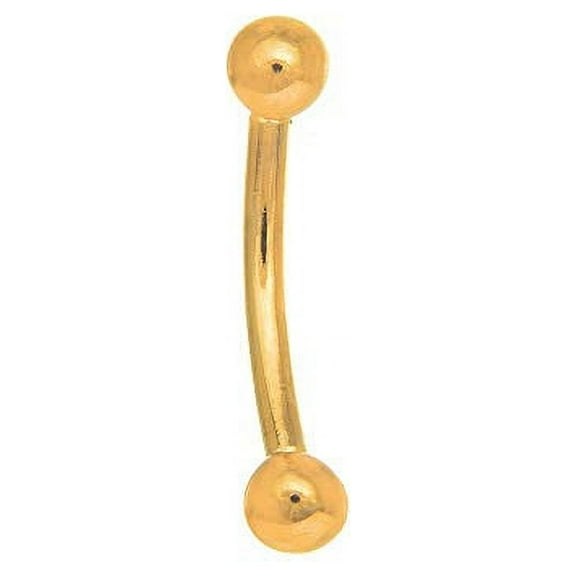 JewelStop 14K Solid Yellow Gold Curved Barbell Ball 3mm Eyebrow Ring, 16 Gauge