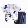 thumbnail image 3 of Kaprioy Toddler Boys Outfit Kids Summer Short Sleeve Pure Cotton Cartoon T Shirt Shorts Set Boys' Clothing Sets Baby Boy Clothes, 3 of 5