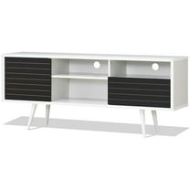 Modern TV Stand Cabinet Open Shelves & Drawer Black & White