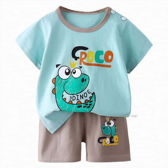 JUMEYU Summer Pajamas for Boys Baby Boys Girls Pajama Set Kids Cute Toddler Snug Fit Pjs Cotton Sleepwear 5T 6T (Blue,5-6 Years)