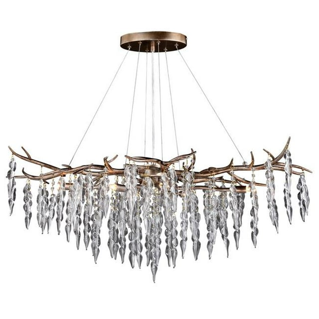 Vaxcel H0231 Rainier 6 Light Linear Chandelier, Silver Mist