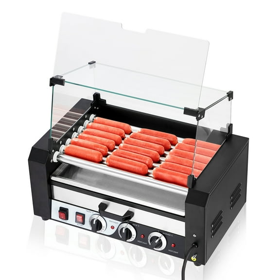 EastVita Hot Dog Roller Grill,7 Rollers,18 Hot Dog Capacity,1350W Stainless Steel Sausage Cooker Machine