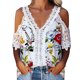 thumbnail image 1 of Camisetas con hombros descubiertos para mujer, blusa ahuecada de media manga, camiseta gráfica de encaje con cuello en V de verano, Tops holgados Pompotops  hkajfhjk468153, 1 of 5