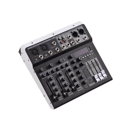 Xirurus Professional 4-Channel Audio Mixer DJ Mixing Console with 16 Echo Effects, 48V Phantom Power, Wireless Bluetooth and USB for Studio Recording Live Broadcast PC Connect (EU Plug 9.8x9.4")