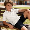 thumbnail image 2 of Grblisyd Back to School Boys Girls Short Sleeve Collar Polo School Uniform Shirt Casual Striped Tops, 2 of 6