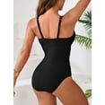 thumbnail image 5 of Sociala Ribbed Swimsuits for Womens Double Straps One Piece Swimwear, 5 of 5