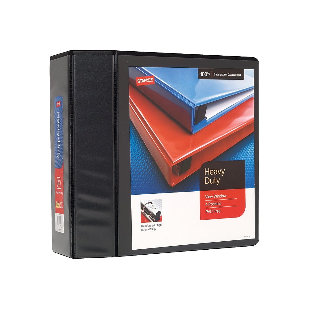 Staples Heavy Duty 4" 3Ring View Binder Black (24695) 82664