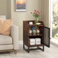 thumbnail image 3 of Tribesigns Industrail Nightstand with Mesh Door, Rustic Bedside Table with Storage Cabinet, Tall Side Table for Living Room, Bedroom, 3 of 7