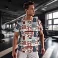 thumbnail image 3 of Wukai Patchwork In Country Style Print Men's Short-Sleeved Mesh T-Shirt,Quick-Dry Short Sleeve Workout T-Shirt-X-Small, 3 of 8